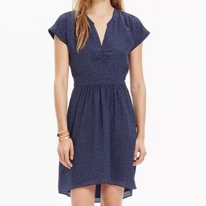 Madewell Silk Fable Dress in Leaf Shade Navy Size 6
